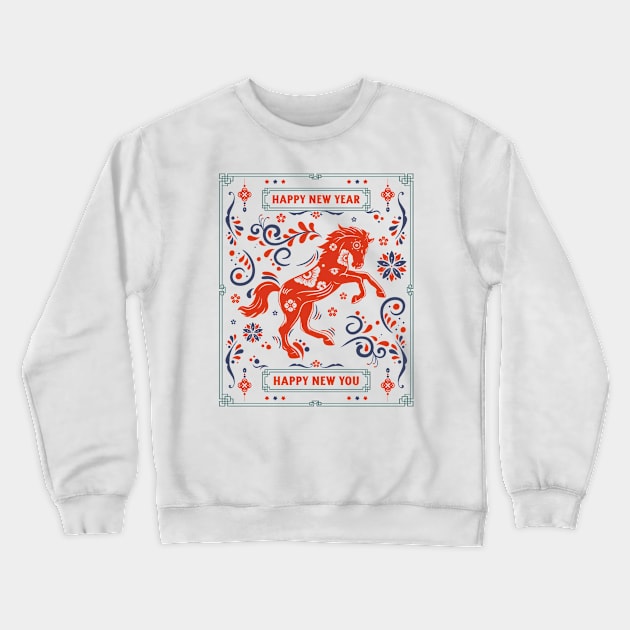 Horse Horses Chinese New Year Year of The Horse Crewneck Sweatshirt by Tip Top Tee's